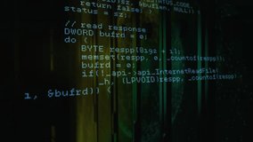On play, monospaced code block scrolling downward, revealing functions and math for inspection. Screen, display, text, neon, digital, futuristic, interface - Powered by Shutterstock - Get 15% off with code: PIKWIZARD15