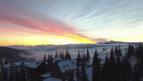Sunrise over snowy mountains and misty valleys in winter landscape - Powered by Shutterstock - Get 15% off with code: PIKWIZARD15