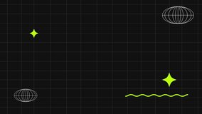 Abstract neon stars spheres lines on grid background. Geometric shapes modern dynamic motion graphic animation 4k clip - Powered by Shutterstock - Get 15% off with code: PIKWIZARD15