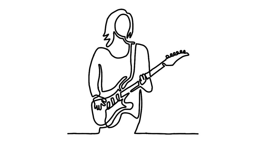 continuous line animation of a man playing guitar
