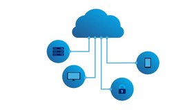 Dynamic Cloud Computing Network Animation. Data Flow, Server Connectivity, Mobile Devices and Cybersecurity. Digital Technology Diagram. - Powered by Shutterstock - Get 15% off with code: PIKWIZARD15