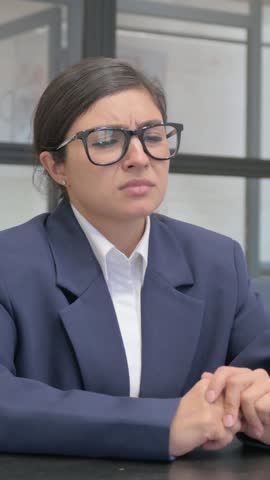 Anxious Indian Businesswoman Feeling Concerned at Work