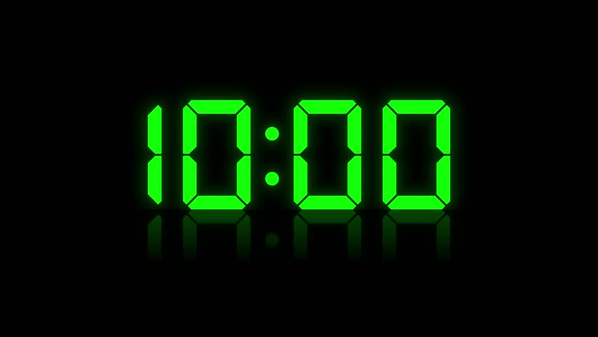 10 second green LED digital timer display with reflection