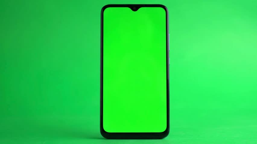 A hand (often a finger) swipes across a blank green screen area. Perfect for simulating a touch on a smartphone, tablet, or futuristic interface.