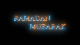 Eid Mubarak text icon animation neon glow concept. Eid al - Adha text 4k video on black background.	 - Powered by Shutterstock - Get 15% off with code: PIKWIZARD15