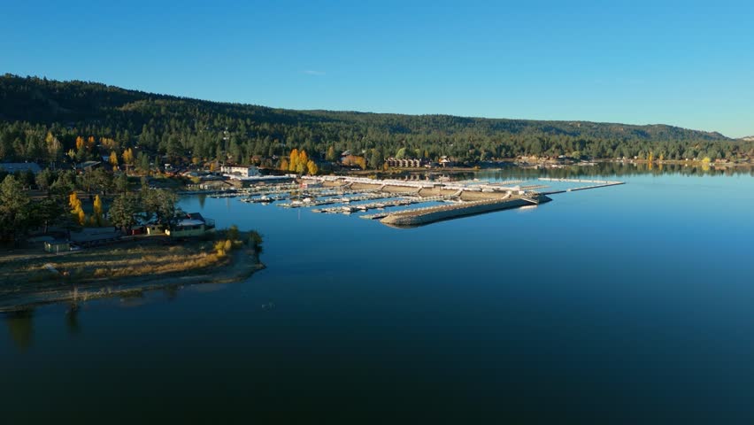 Aerial View of Big Bear Lake Marina in California