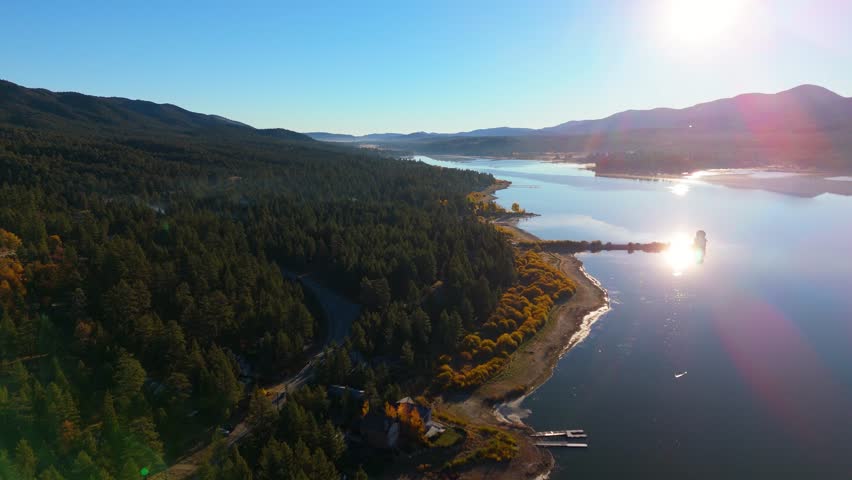 Autumn Forest Coastline and Lake View at Big Bear
