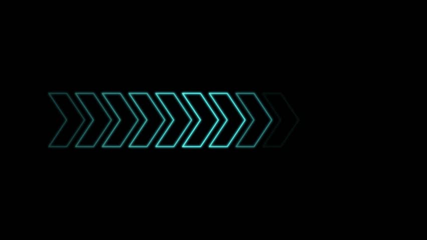 Glowing blue arrows animate smoothly across a black background, creating a dynamic, futuristic motion effect