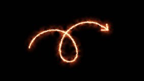 Glowing fire arrow animates a looping spiral trajectory, leaving a bright trail on black - Powered by Shutterstock - Get 15% off with code: PIKWIZARD15
