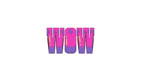 Animated word WOW in dynamic vaporwave typography. Shoutout reaction. Exclamation interjection. Excitement. Smooth text animation with layered shadows sliding up and down. Retro wave motion graphics - Powered by Shutterstock - Get 15% off with code: PIKWIZARD15