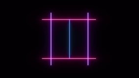 Neon glowing beams form a bright square frame in the on a dark background. The lines separate, expand outward, and begin to flash rhythmically, creating a futuristic sci-fi light effect. - Powered by Shutterstock - Get 15% off with code: PIKWIZARD15