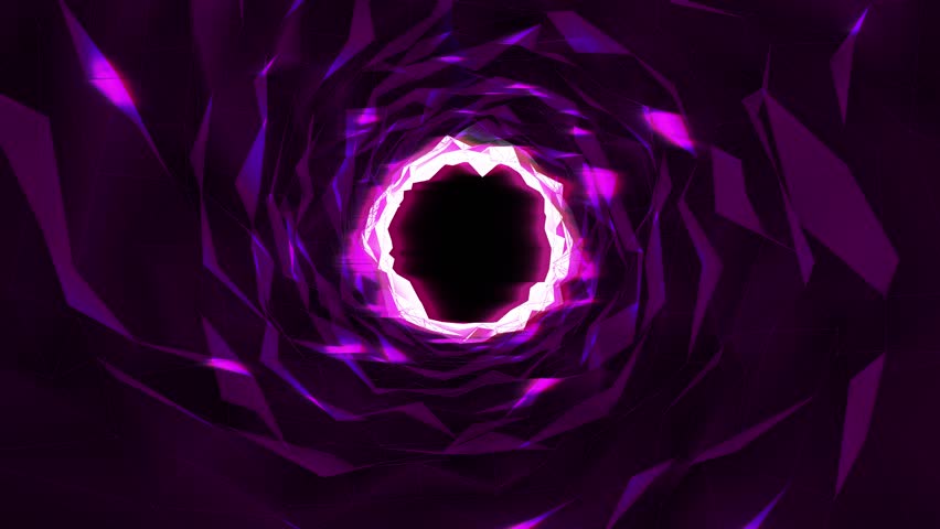 Futuristic abstract animation of glowing purple vortex tunnel with rotating energy waves. Sci-fi digital light motion, dynamic neon swirl effect. Technology, space travel, and virtual dimensions.