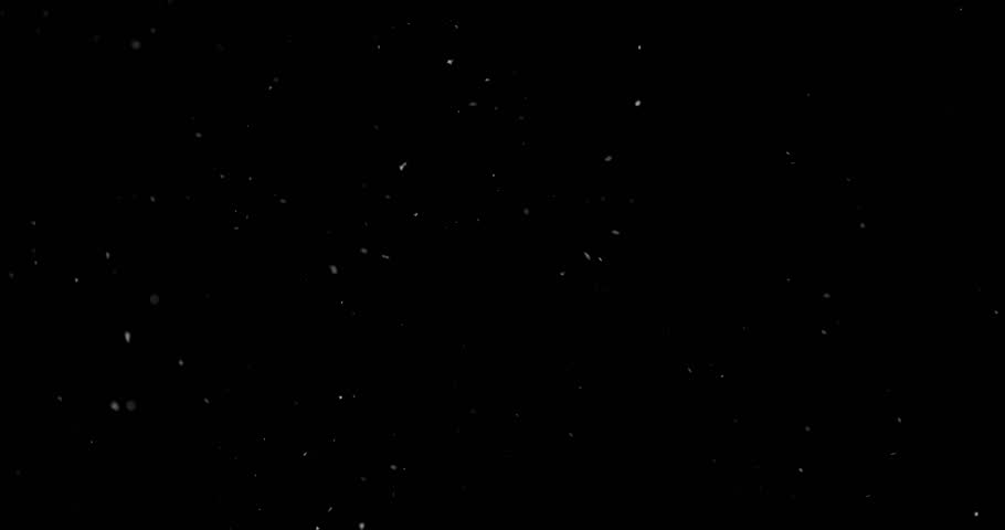 Slow Motion Footage of Falling Snow Captured with a High-speed Camera on a Pure Black Background. Perfect as a VFX or Compositing Overlay for Winter Atmospheres, Transitions, and Visual Effects.