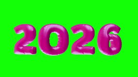 Pink balloons in shape number 2026 isolated on green screen background. Realistic 3d animation element for festive new year event or holiday decoration. - Powered by Shutterstock - Get 15% off with code: PIKWIZARD15