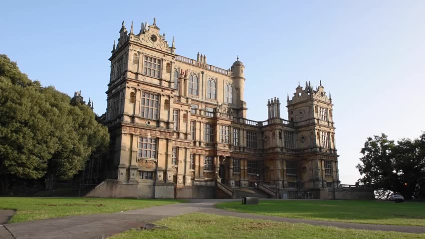 View of Wollaton Hall located in Wollaton Park, Nottingham, England. This magnificent mansion is one of Nottingham’s most famous historic landmarks, surrounded by lush parkland, gardens, and deer.