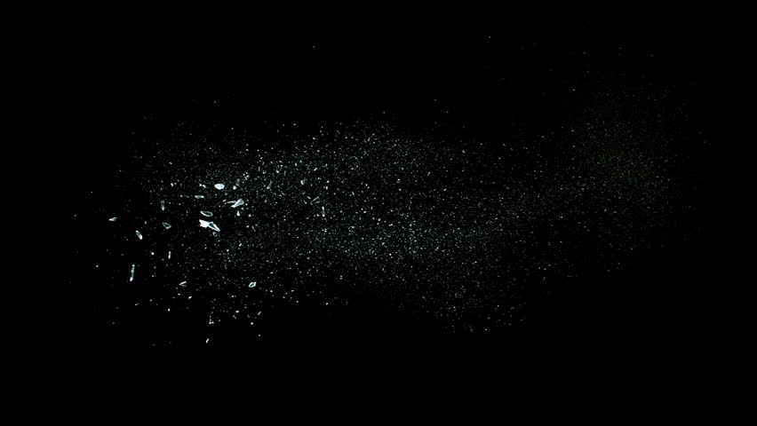 Super Slow Motion Shot of Breaking Real Glass at 1000 fps . Isolated on Black Background