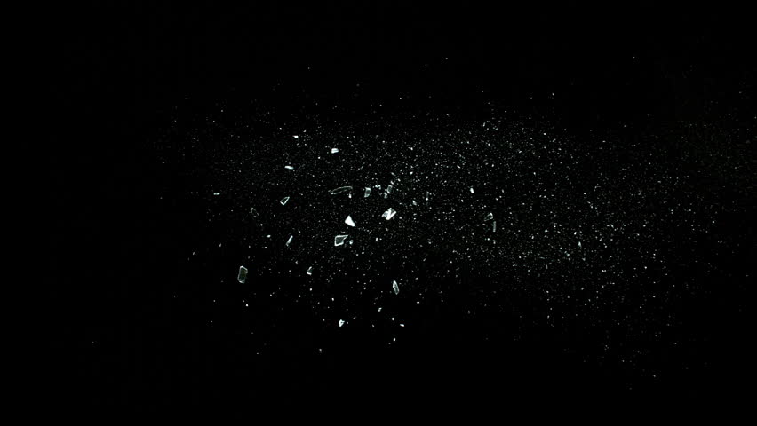 Super Slow Motion Shot of Breaking Real Glass at 1000 fps . Isolated on Black Background