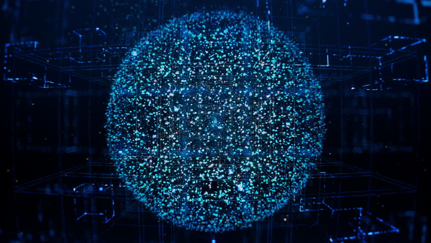 Flying Through Network of Colorful Icons, Connections and Nodes Illustrating Social Media Content and Complex Algorithms. AI Neural Network, Chatbot, Artificial Intelligence, and LLM Visualization