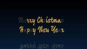 A sophisticated and luxurious animation of the combined holiday greeting "Merry Christmas Happy New Year" in an elegant, stylized script. - Powered by Shutterstock - Get 15% off with code: PIKWIZARD15