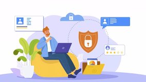 Animation of online security cyber attack warning and data processing over male hacker. global online security, digital interface and data processing concept digitally generated video. - Powered by Shutterstock - Get 15% off with code: PIKWIZARD15