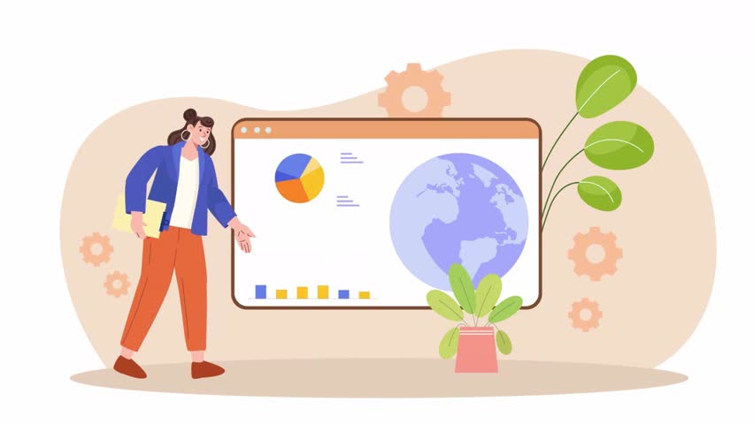 eco impact data visualization concept Animation Scene
