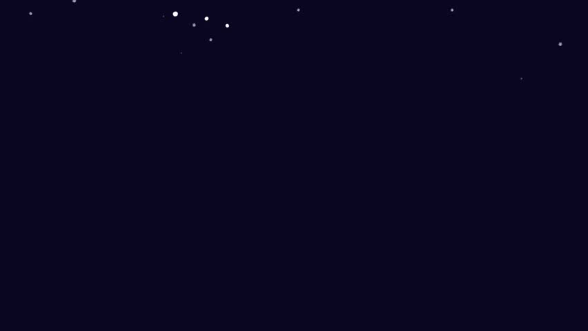 Cartoon animation showing large, gentle snowflakes falling on a dark blue backdrop.