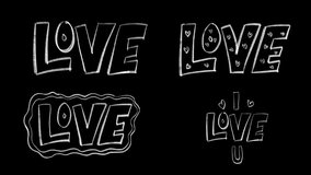 Set of 4 Hand-Drawn Chalk LOVE Animation Pack, 4 Styles Outline, Hearts, Wavy Frame and Vertical I LOVE U - Powered by Shutterstock - Get 15% off with code: PIKWIZARD15