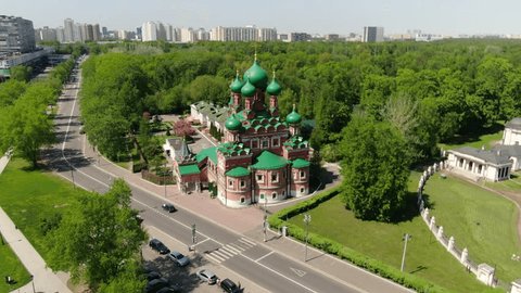 Drone View over Orthodox Church Ostankino