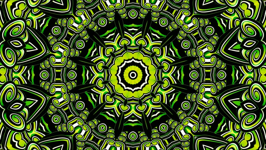 Energetic Green Yellow Neon Kaleidoscope Mandala Flower Pattern Seamless Loop Design - Powered by Shutterstock - Get 15% off with code: PIKWIZARD15