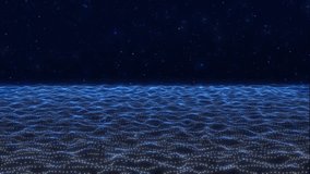 Futuristic Digital Waves Under Starry Sky Abstract Blue Particle Grid, Data Flow, Ai, And Network Technology Background Loop, Abstract Digital particle Waves Flowing Under A Starry Night Sky. - Powered by Shutterstock - Get 15% off with code: PIKWIZARD15