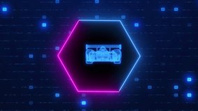 Digital Wireframe Race Car In Neon Hexagon Futuristic Automotive Technology, Virtual Racing, And Data Visualization Loopfuturistic Wireframe Race Car In Glowing Hexagon On Digital Tech Grid - Powered by Shutterstock - Get 15% off with code: PIKWIZARD15