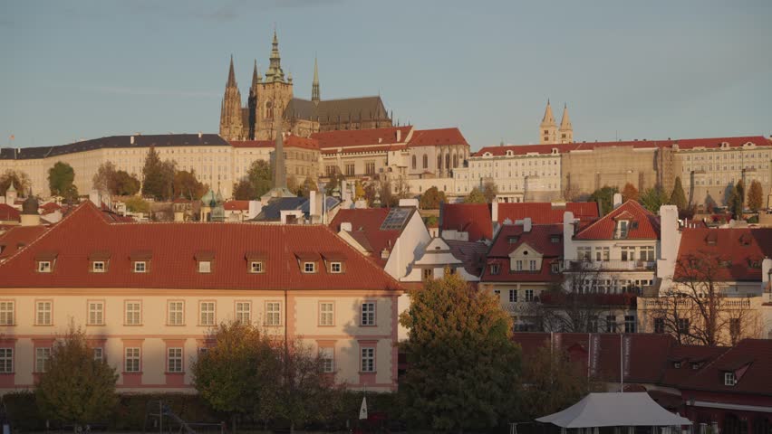 Prague Castle and St. Vitus Cathedral Over Historic Malá Strana Rooftops – Prague, Czech Republic