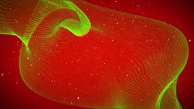 Neon ribbon entering from left, sweeping and looping around centered tree, decorating with snow. Conical, evergreen, digital, animation, translucent, mesh, dotted - Powered by Shutterstock - Get 15% off with code: PIKWIZARD15