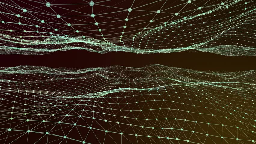 Teal wireframe mesh rippling while golden particles bursting center-right, visualizing data flow. Abstract, 3d, generative, dot, cloud, grid, glow - Powered by Shutterstock - Get 15% off with code: PIKWIZARD15