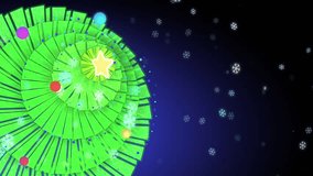 A glowing spiral Christmas tree animation with a bright yellow star and colorful ornaments. Soft snow falls over a deep blue night sky, creating a calm and festive winter atmosphere. Perfect for Chris - Powered by Shutterstock - Get 15% off with code: PIKWIZARD15