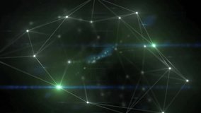 Neon green wireframe plane appearing in dark void, rotating, pulsing and drifting, showing network. Cyberspace, abstract, glow, grid, motion, futuristic, digital - Powered by Shutterstock - Get 15% off with code: PIKWIZARD15