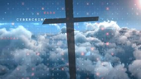Scan activating matrix drifting over clouds cross silhouette staying still alerts flagging threats. Cruciform, campaign, futuristic, cybersecurity, cloudscape, sky, overlay - Powered by Shutterstock - Get 15% off with code: PIKWIZARD15