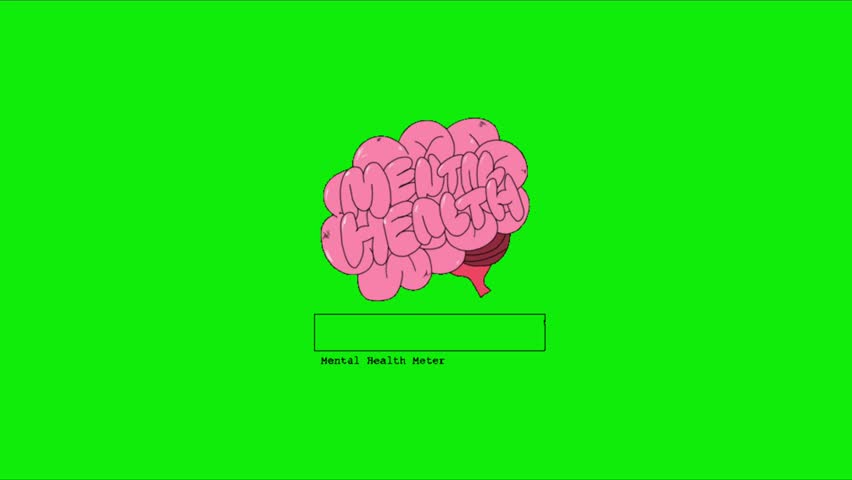 Brain illustration icon, Animation, green screen background. 