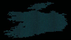 Ireland binary code map animation with illuminated borders and data streams on a transparent background. - Powered by Shutterstock - Get 15% off with code: PIKWIZARD15