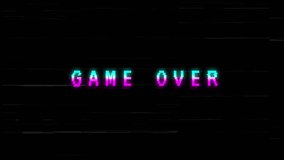 Retro GAME OVER Glitch Footage Animation .8-bit Pixel Neon Animation on Dark Background. - Powered by Shutterstock - Get 15% off with code: PIKWIZARD15