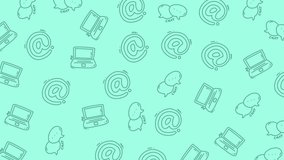 Green background featuring email symbols and laptops. Perfect for technology, communication, digital marketing, and businessrelated design projects. - Powered by Shutterstock - Get 15% off with code: PIKWIZARD15