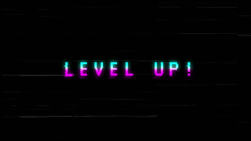 LEVEL UP! Retro Glitch Footage .8-bit Success Transition Animation. - Powered by Shutterstock - Get 15% off with code: PIKWIZARD15