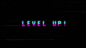 LEVEL UP! Retro Glitch Footage .8-bit Success Transition Animation. - Powered by Shutterstock - Get 15% off with code: PIKWIZARD15