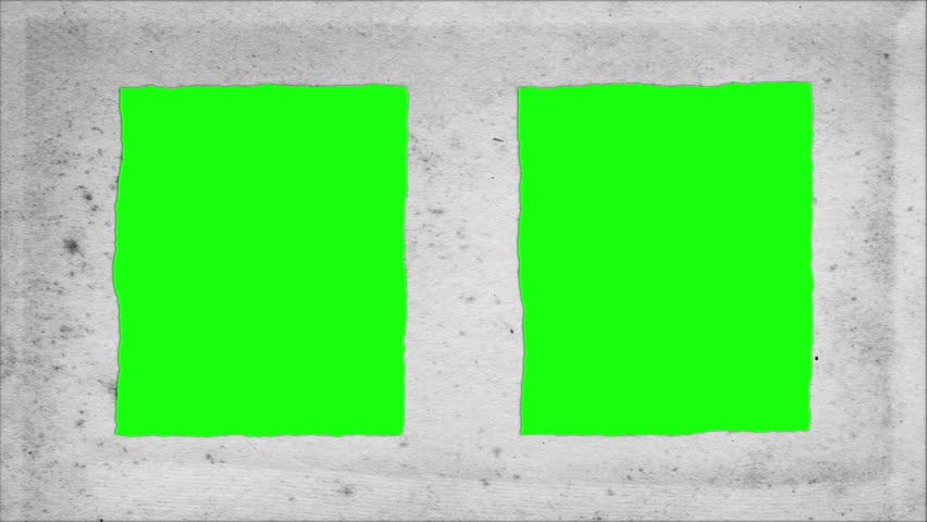 Abstract monochromatic animation of double square grunge photocopy paper frame on green chroma key background. White background. 4K Backdrop Overlay seamless loop. Slideshow.