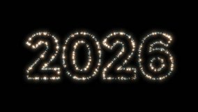Sparkling particle outline forming the number 2026, festive New Year overlay animation with glowing light effects, transparent background with alpha channel - Powered by Shutterstock - Get 15% off with code: PIKWIZARD15