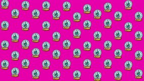 Doodle Snow Globe Seamless Pattern Loop 4K. Christmas And Winter Holiday pink Background Animation - Powered by Shutterstock - Get 15% off with code: PIKWIZARD15