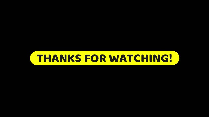 Clean Thank You For Watching Outro - Like, Subscribe and Share Animation text on a black background with simple modern typography. Ideal for video outro, end screen, and content creator closing slide