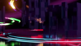 Abstract Neon Light Streaks in Dark Futuristic City VJ Loop. 3D Illustration - Powered by Shutterstock - Get 15% off with code: PIKWIZARD15