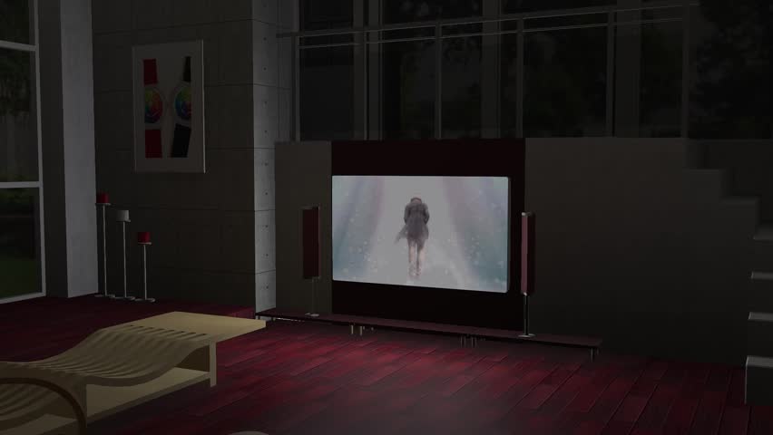 Experience Witching entertainment in a ultramodern living room. The dynamic videotape on the large screen creates an immersive and swish atmosphere for a relaxed life