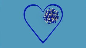 Blue heart outline encircles a luminous molecular cluster, blending themes of health, science, love, and care in a clean modern design. - Powered by Shutterstock - Get 15% off with code: PIKWIZARD15